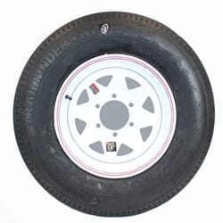15" White Spoke Wheel and Bias Tire ST22575D15D with a 6-5.5" Bolt Circle - 128697WT33B-PMK