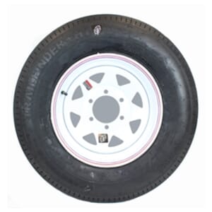 15" White Spoke Wheel and Bias Tire ST22575D15D with a 6-5.5" Bolt Circle - 128697WT33B-PMK