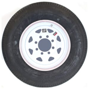 16" White Spoke and Radial Tire ST23580R16E with an 8-6.5" Bolt Circle - 128701WT52-PMK