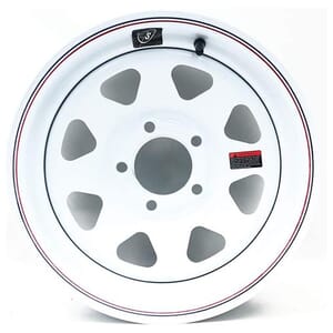 Fifteen Inch White Spoke 5-4.5" Bolt Circle Trailer Wheel - 128693