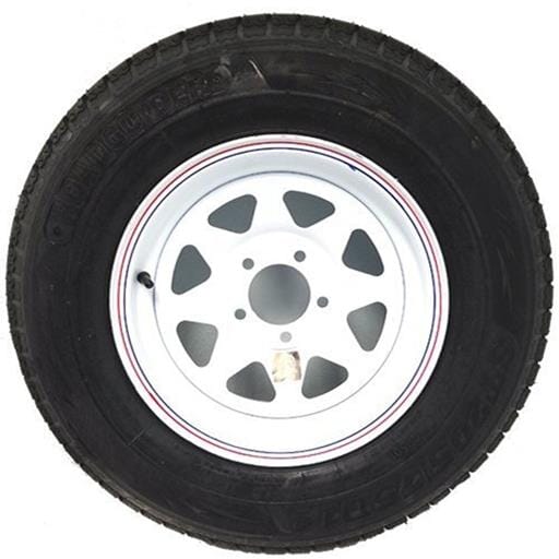 14" White Spoke Wheel and Radial Tire ST20575R14C with a 5-4.5" Bolt Circle - 128691WT21R-PMK
