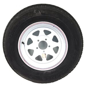 14" White Spoke Wheel and Radial Tire ST20575R14C with a 5-4.5" Bolt Circle - 128691WT21R-PMK
