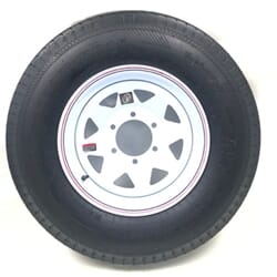 15" White Spoke Wheel and Radial Tire ST22575R15E with a 6-5.5" Bolt Circle - 128697WT33R-PMK