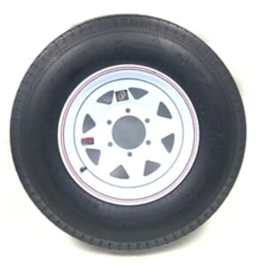 15" White Spoke Wheel and Radial Tire ST22575R15E with a 6-5.5" Bolt Circle - 128697WT33R-PMK
