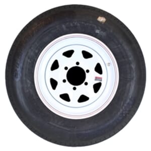 16" White Spoke Wheel and Radial Tire ST23580R16E with a 6-5.5" Bolt Circle - 128699WT52-PMK