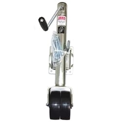 1,500 lbs. Capacity RAM® Side Wind Bolt-on Swivel Trailer Jack Zinc Coated with Dual 6" Casters - MJ-1500B-DWL