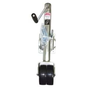 1,500 lbs. Capacity RAM® Side Wind Bolt-on Swivel Trailer Jack Zinc Coated with Dual 6" Casters - MJ-1500B-DWL