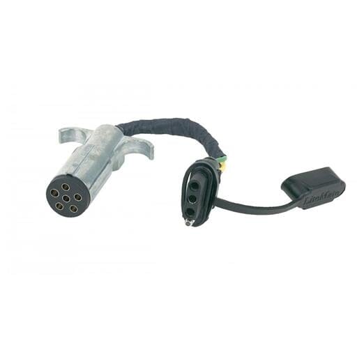 6 Pole Round to 4 Wire Flat. Die-cast zinc for durability (6-way plug) - 47315