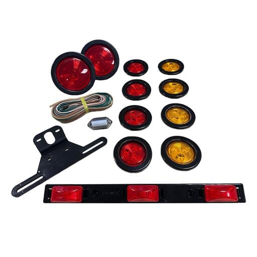 Optronics Round Grommet Incandescent Trailer Light Kit for over 80" wide, over 30' long and under 10,000 lbs capacity - 222-LK