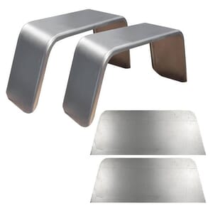 Two Square Single Fenders & Two Precut Fender Backs 32"Lx9"Wx13"H (16-gauge steel) - TFT68SEX2WFB