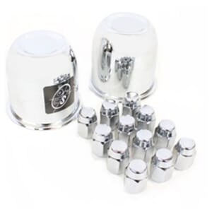 Two 3.19" Closed Center Caps and Twelve Chrome 1/2"-20 Lug Nuts - 319X2