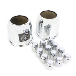 Two 3.19" Open Ended Center Caps & Twelve Chrome trailer wheel lug nuts - 319OEX2