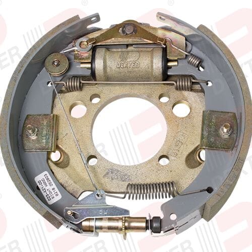 Dexter® 12 1/4" x 3 3/8" Right Hand 8,000 lbs. Hydraulic Corrosion Resistant Duo-Servo Forward Self-Adjusting Backing Plate - K23-421-00