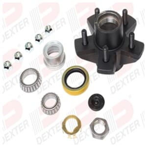 Dexter 3.5K axle, 5-4.50 BC, studded 1/2"-20, 1.718 seal, E-Z Lube grease cap - K08-248-95
