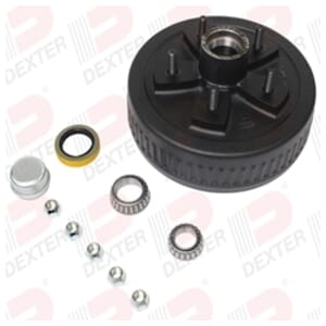 Dexter Drum 3.5K axle, 5-5.50 BC, studded 1/2"-20, 1.718 seal, standard grease cap - K08-249-90