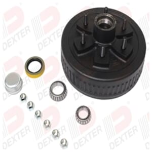 Dexter Drum 3.5K axle, 6-5.50 BC, studded 1/2"-20, 1.718 seal, standard grease cap - K08-250-90