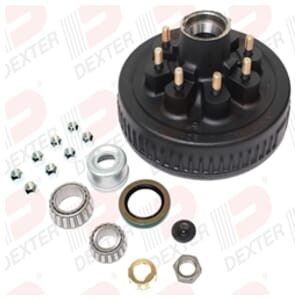 Dexter Drum 7K axle, 8-6.50 BC, Studded 9/16"-18, 2.25 seal, E-Z Lube grease cap - K08-219-9C
