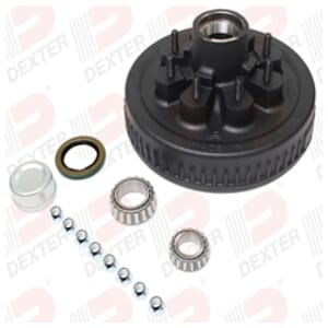 Dexter Drum 7K axle, 8-6.50 BC, Studded 1/2"-20, 2.25 seal, standard grease cap - K08-219-9D
