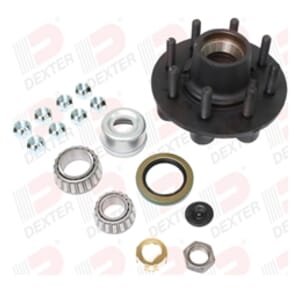 Dexter® 8-6.5" Bolt Circle Grease Trailer Hub 5/8" Studs with Parts and 90 Degree Cone Nuts for an 8,000 lbs. Trailer Axle - K08-287-9B