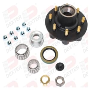 Dexter® 8-6.5" Bolt Circle Grease Trailer Hub 9/16" Studs with Parts and 60 Degree Cone Nuts for an 8,000 lbs. Trailer Axle - K08-287-97