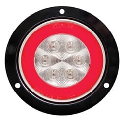 Optronics 4" Round GloLight Clear Stop/Turn/Taillight with Flange Mount - STL101RCFBK
