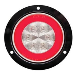 Optronics 4" Round GloLight Clear Stop/Turn/Taillight with Flange Mount - STL101RCFBK