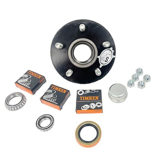 TruRyde® 5-4.5" Bolt Circle Trailer Hub with Parts including Timken® Bearings for a 3,500 lbs. Trailer Axle -545LB1E-TK