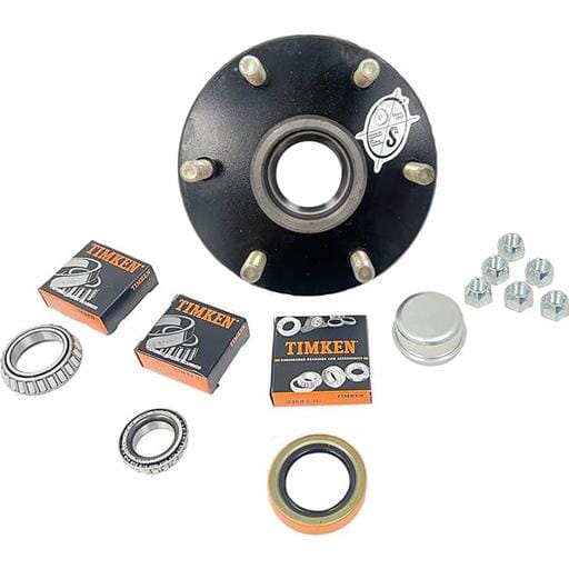 TruRyde® 6-5.5" Bolt Circle Trailer Hub with Parts including Timken® Bearings for a 3,500 lbs. Trailer Axle - 655LB1E-TK