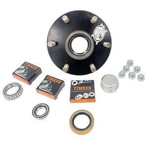 TruRyde® 6-5.5" Bolt Circle Trailer Hub with Parts including Timken® Bearings for a 3,500 lbs. Trailer Axle - 655LB1E-TK