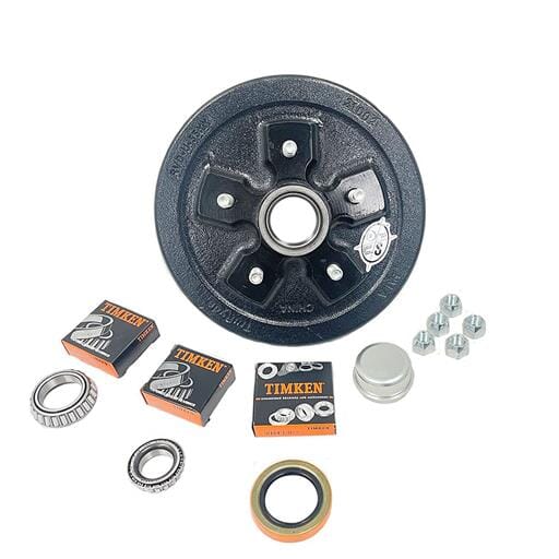 TruRyde® 5-4.75" Bolt Circle Trailer Hub/Drum with Parts including Timken® Bearings for a 3,500 lbs. Trailer Axle - 5475LB3E-TK