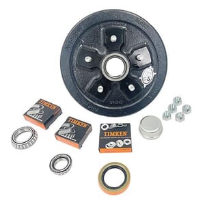TruRyde® 5-4.75" Bolt Circle Trailer Hub/Drum with Parts including Timken® Bearings for a 3,500 lbs. Trailer Axle - 5475LB3E-TK