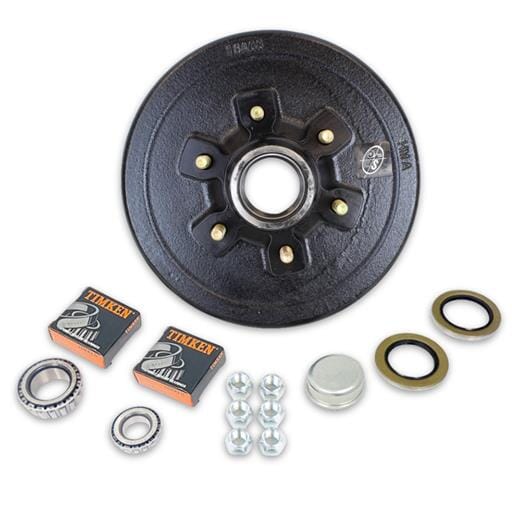 TruRyde® 6-5.5" Bolt Circle Trailer Hub/Drum with Parts including Timken® Bearings for a 5,200 lbs. Trailer Axle - 13HLB3E-TK