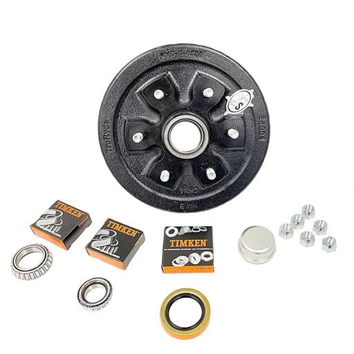 TruRyde® 6-5.5" Bolt Circle Trailer Hub/Drum with Parts including Timken® Bearings for a 3,500 lbs. Trailer Axle - 655LB3E-TK