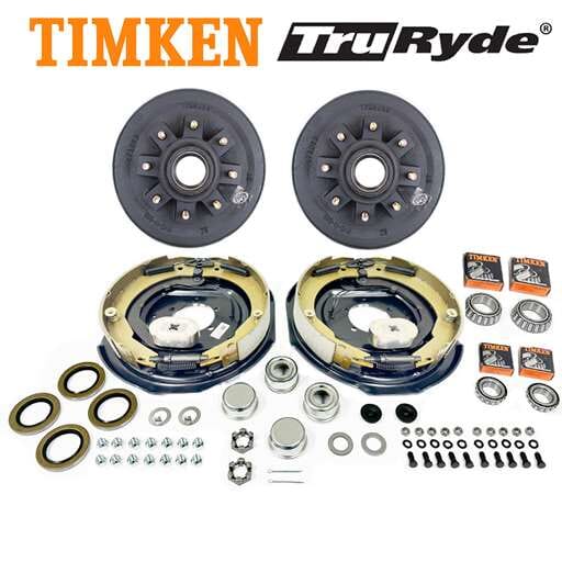 8-6.5" Bolt Circle 9/16" Stud  TruRyde® 7k Trailer Axle Electric Brake Kit with Timken® Bearings BK42865ELE-916-TK