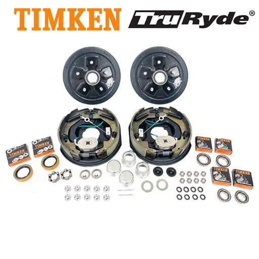 5-4.75" Bolt Circle 3,500 lbs. TruRyde® Trailer Axle Self-Adjusting Electric Brake Kit With Timken® Bearings - BK5475ELEAUTO-TK
