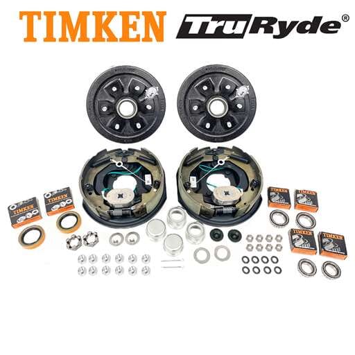 6-5.5" Bolt Circle 3,500 lbs. TruRyde® Trailer Axle Self-Adjusting Electric Brake Kit with Timken® Bearings - BK655ELEAUTO-TK