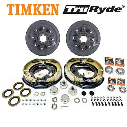 8-6.5" Bolt Circle 7,000 lbs. 1/2" Studs TruRyde® Trailer Axle Self-Adjusting Electric Brake Kit with Timken® Bearings - BK42865ELEAUTO-TK