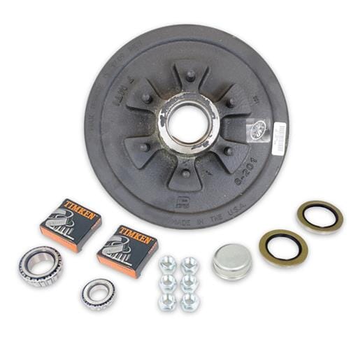 Dexter® 6-5.5" Bolt Circle Trailer Hub/Drum with Parts including Timken® Bearings for a 5,200 lbs. Trailer Axle - 13HLB3E-DB-TK