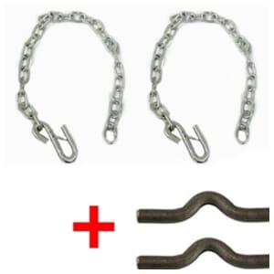Two 1/4" x 36" S-Hook Trailer Safety Chains w/ Weld on Safety Chain Clips - SAFETYCHAIN-KIT