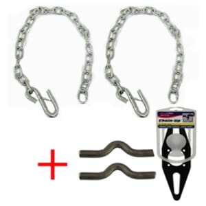 Two 1/4" x 36" S-Hook Trailer Safety Chains w/ Weld on Safety Chain Clips & Ball Mount CHAIN UP - SAFETYCHAIN-KITBM