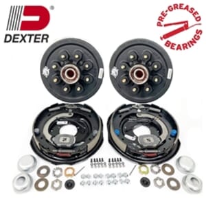 Dexter® Pre-Greased Easy Assemble 8 on 6.5" Hub and Drum 9/16" Studs Electric brake kit for 7,000 lbs. Trailer Axle - PGBK42865ELE916