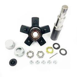 Round R30484X 84 Spindle & Pre-Greased Dexter 5-4.5" Bolt Circle Trailer Hub - PGR384545LB1E