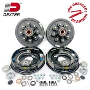 Dexter® Pre-Greased Easy Assemble 8 on 6.5" Hub and Drum 9/16" Studs Nev-R-Adjust Electric brake kit for 7,000 lbs. Trailer Axle - PGBK42865ELEAUTO916