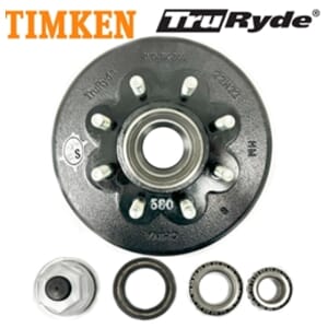 TruRyde® 8-6.5" Bolt Circle 5/8" Trailer Hub/Drum with Timken® Bearings for a 8,000 lbs. Trailer Axle - RVD8K865580-TK