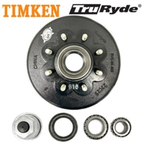 TruRyde® 8-6.5" Bolt Circle 9/16" Trailer Hub/Drum with Timken® Bearings for a 8,000 lbs. Trailer Axle - RVD8K865916-TK