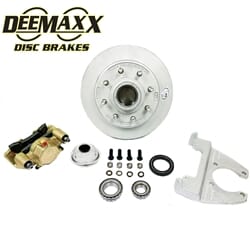 DeeMaxx® 8,000 lbs. Disc Brake Kit with 9/16" Studs for One Wheel with Gold Zinc Caliper - DM8KGOLD916