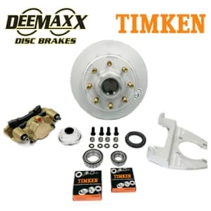 DeeMaxx® 8,000 lbs. Disc Brake Kit with 5/8" Studs for One Wheel with Gold Zinc Caliper and Timken® Bearings - DM8KGOLD580-TK