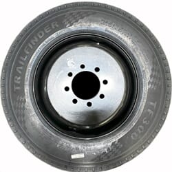 17.5" x 6.75" Black Dual Wheel 8-6.5" Bolt Circle with 4.75" Center Bore Wheel Mounted with 21575R17.5 16 PLY TrailFinder Tire - 175675DW865475WT215-PM