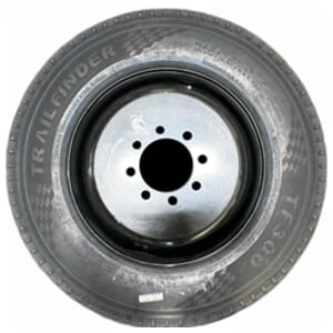 17.5" x 6.75" Black Dual Wheel 8-6.5" Bolt Circle with 4.75" Center Bore Wheel Mounted with 21575R17.5 16 PLY TrailFinder Tire - 175675DW865475WT215-PM