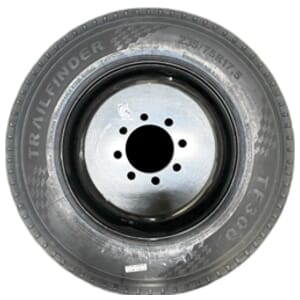 17.5" x 6.75" Black Dual Wheel with 4.75" Center Bore Wheel Mounted with 23575R17.5 18 PLY TrailFinder Tire - 175675DW865475WT235-PM